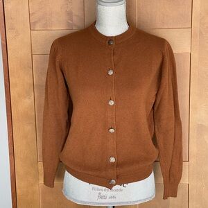Vintage BALLANTYNE of PEEBLES Scotland Brown 100% Cashmere Cardigan - Small/Med